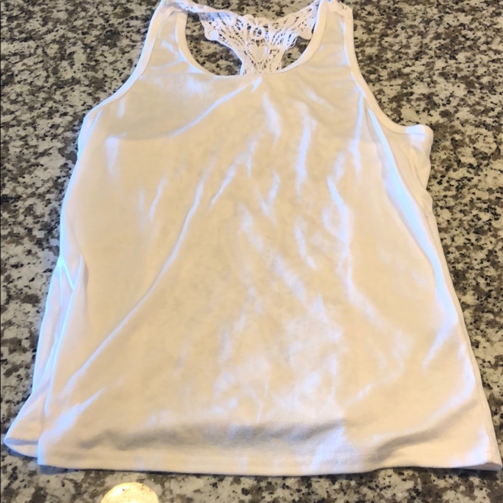 White tank with lace back - never worn